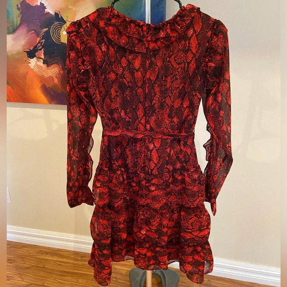 BUFFALO red snakeskin ruffle dress - Picture 3 of 8